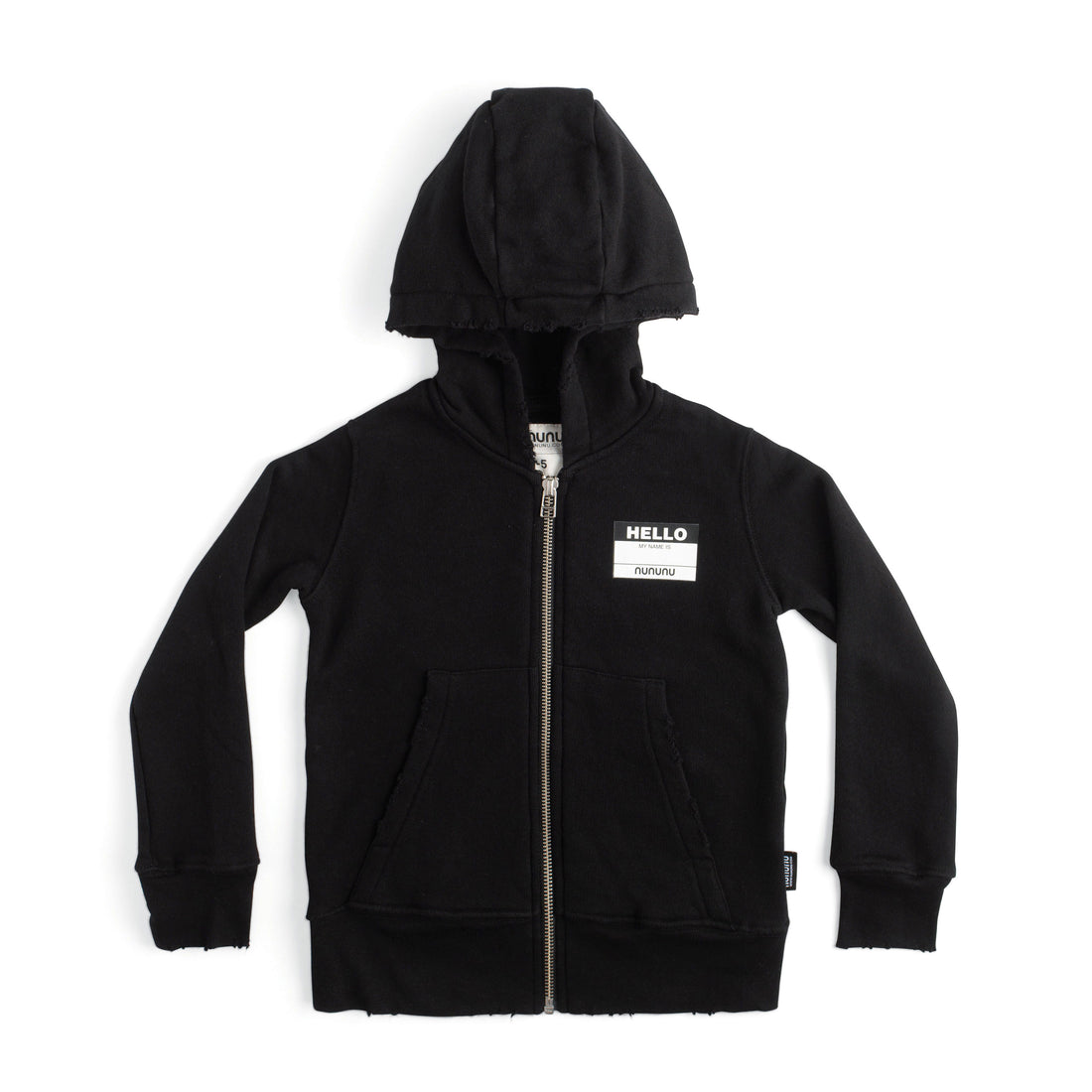 NUNUNU Black Kangaroo Zip Hoodie