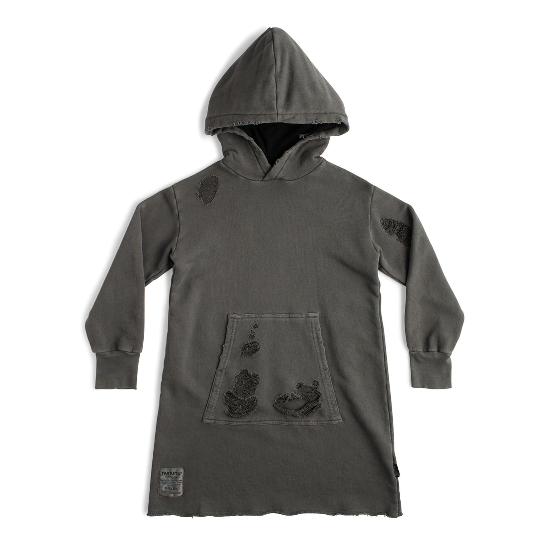 NUNUNU Dyed Graphite Deconstructed Hooded Dress
