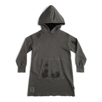 NUNUNU Dyed Graphite Deconstructed Hooded Dress