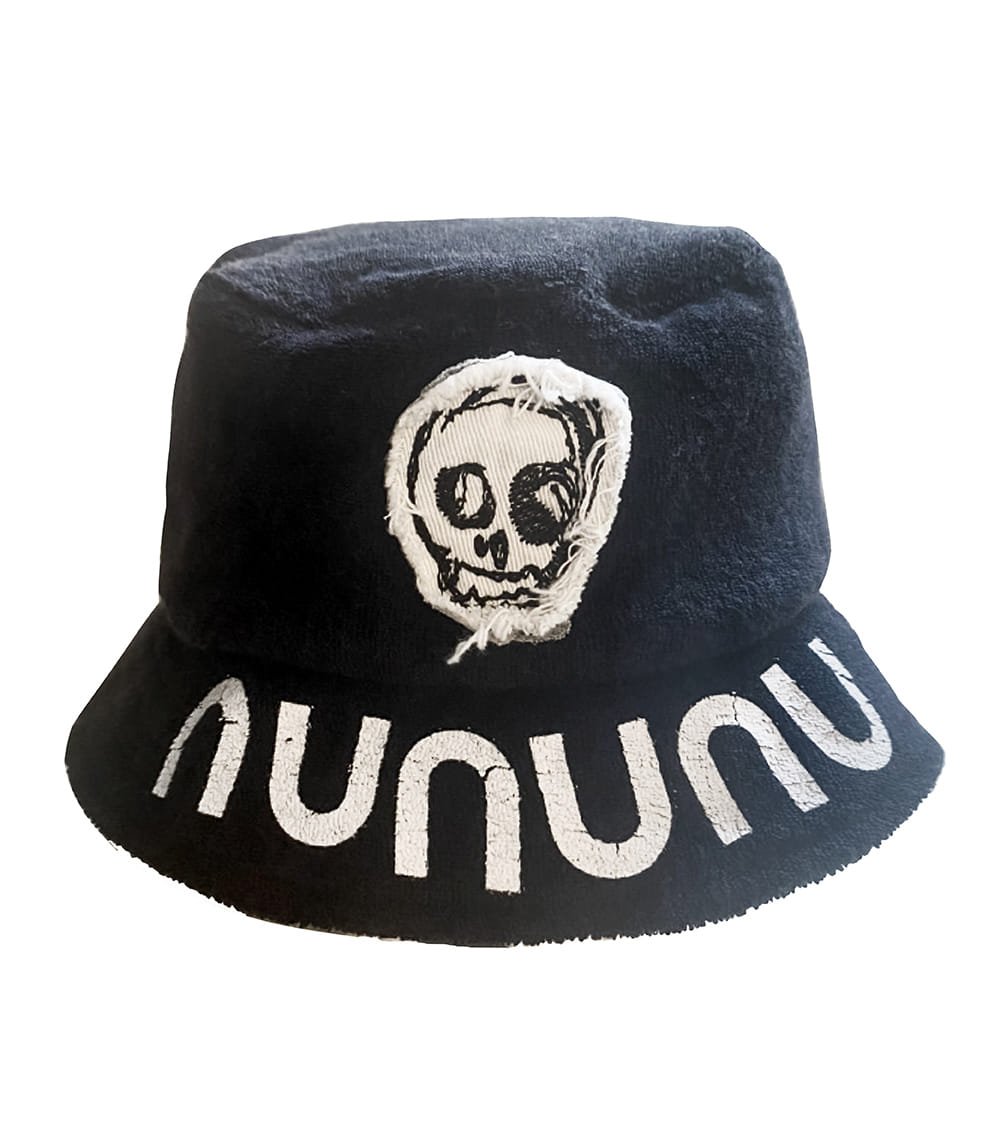 NUNUNU Black Terry Cloth Beach Hat