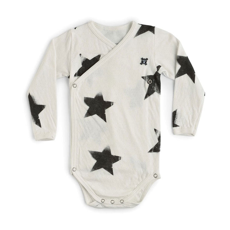 NUNUNU White Soft Faded Star Envelope Bodysuit