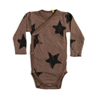 NUNUNU Earth Brown Soft Faded Star Envelope Bodysuit