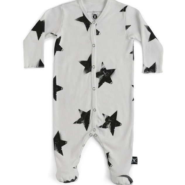 NUNUNU White Faded Star Footed Overall
