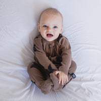 NUNUNU Earth Brown Faded Star Footed Overall