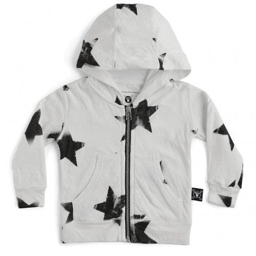 NUNUNU White Soft Faded Star Zip Hoodie