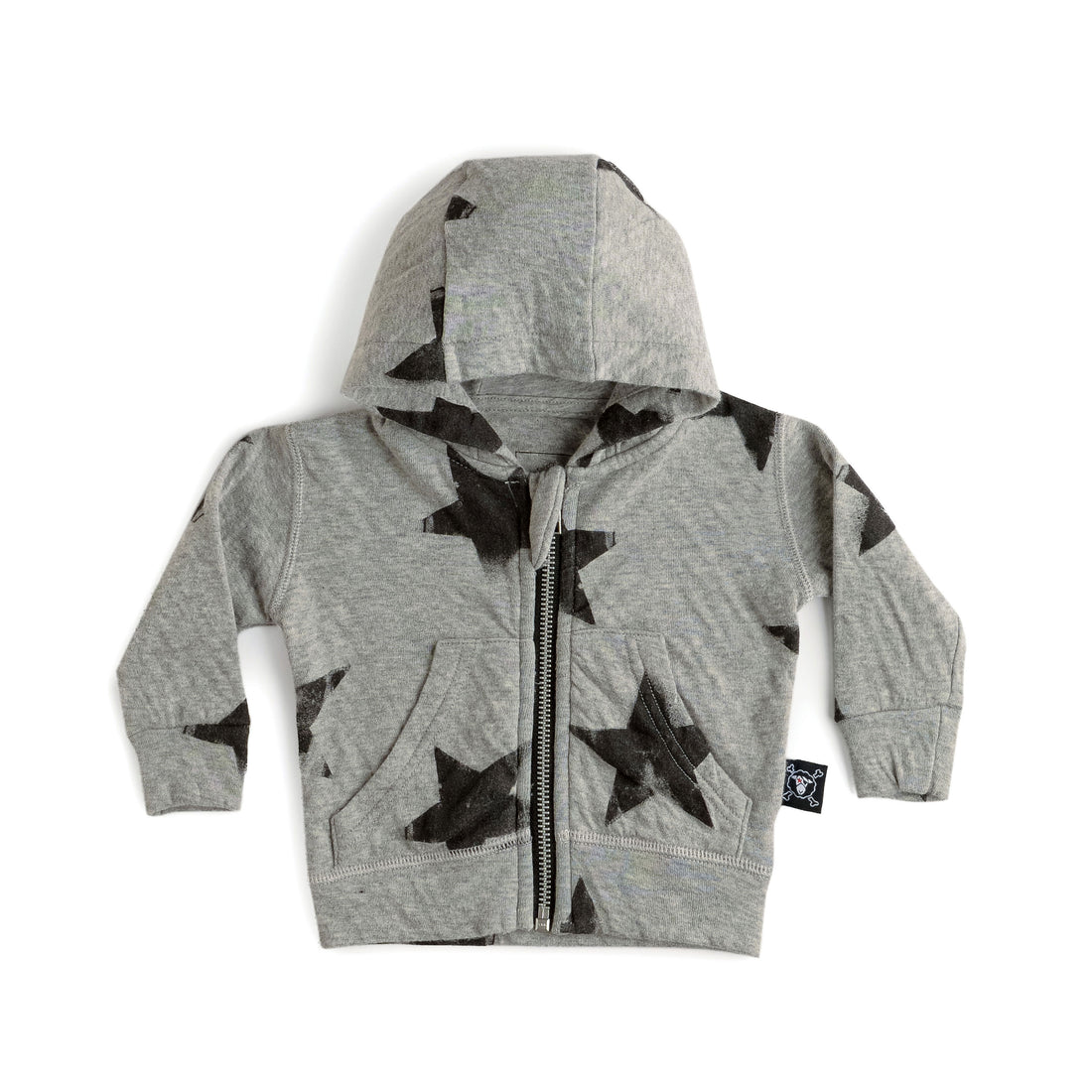 NUNUNU Heather Grey Soft Faded Star Zip Hoodie