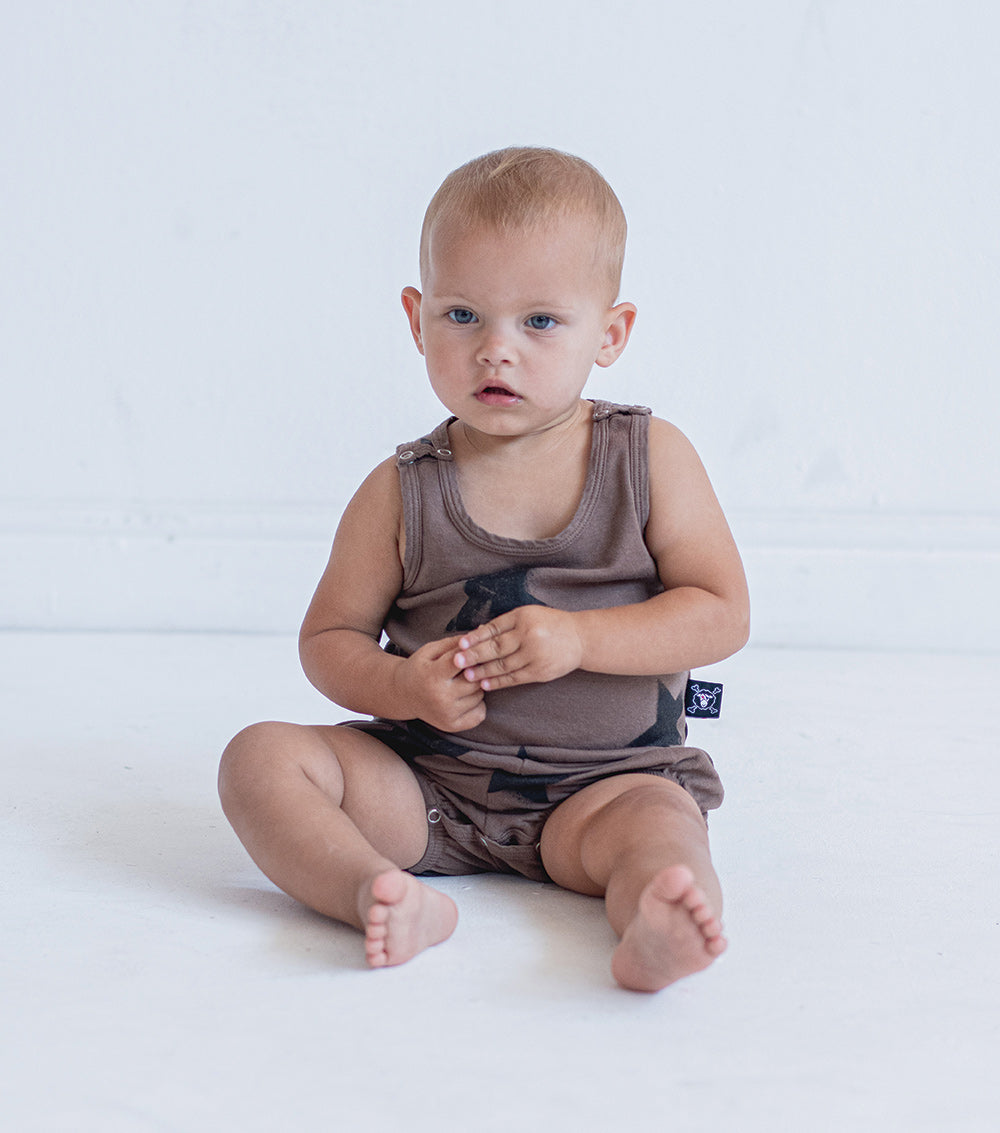 NUNUNU Earth Brown Faded Star Yoga Overall
