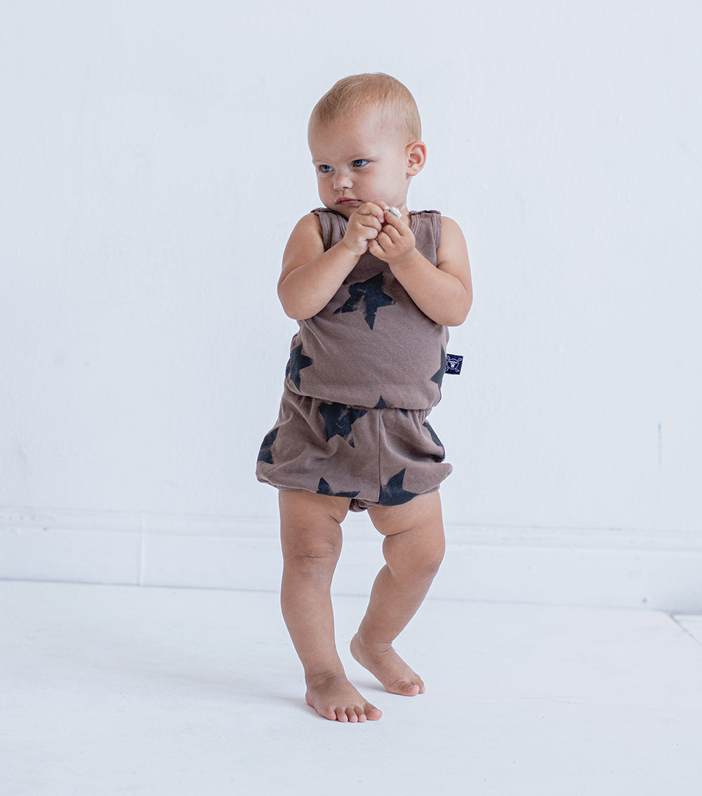 NUNUNU Earth Brown Faded Star Yoga Overall