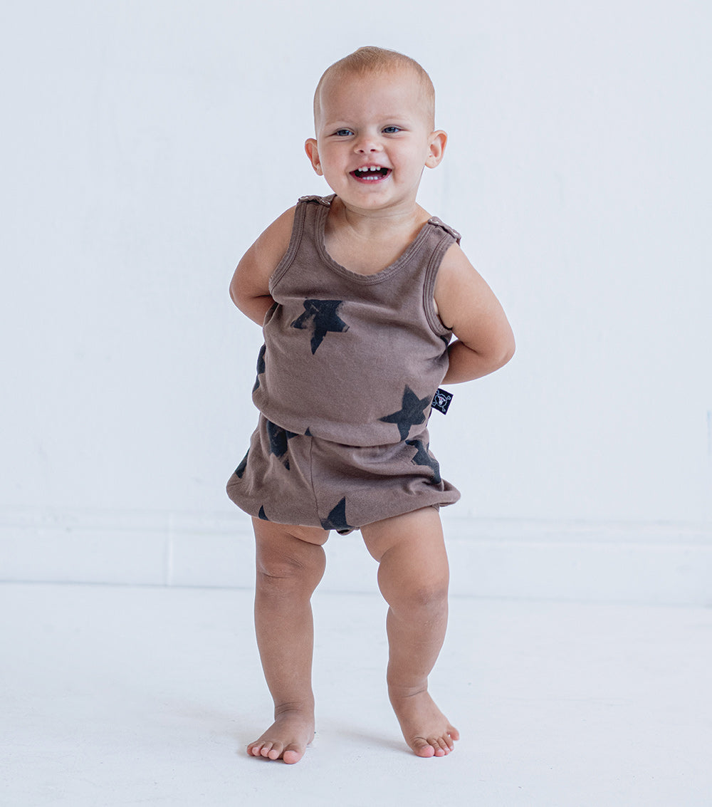 NUNUNU Earth Brown Faded Star Yoga Overall
