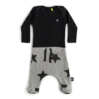 NUNUNU Black/Hthr Grey Soft Duo Footed Overall