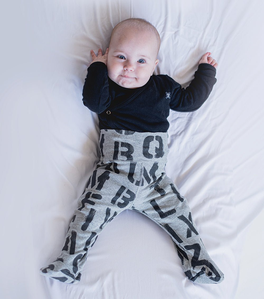 NUNUNU Black/Hthr Grey Soft Duo Footed Overall