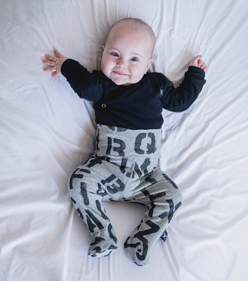 NUNUNU Black/Hthr Grey Soft Duo Footed Overall