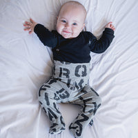 NUNUNU Black/Hthr Grey Soft Duo Footed Overall