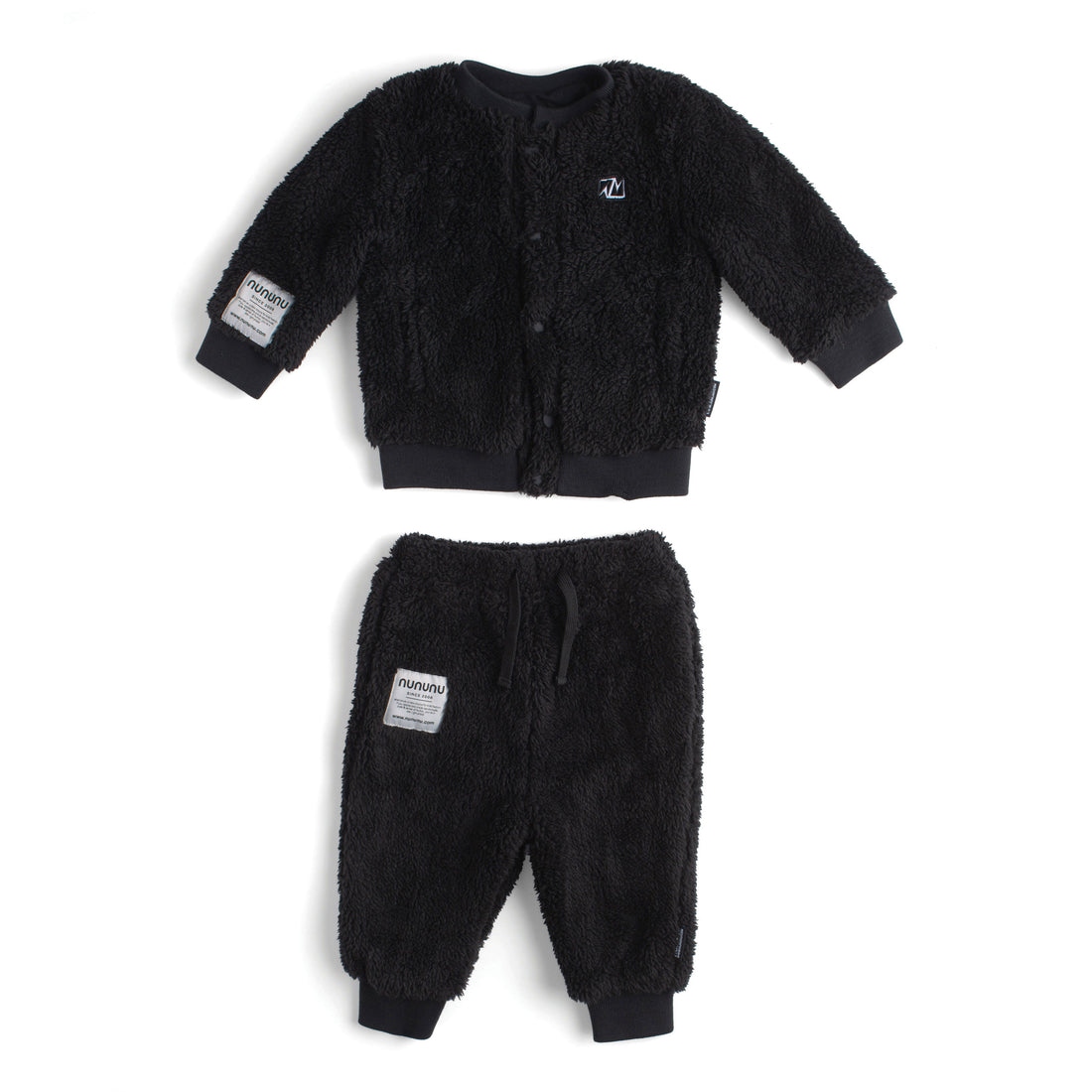 NUNUNU Black Sherpa Baby Set