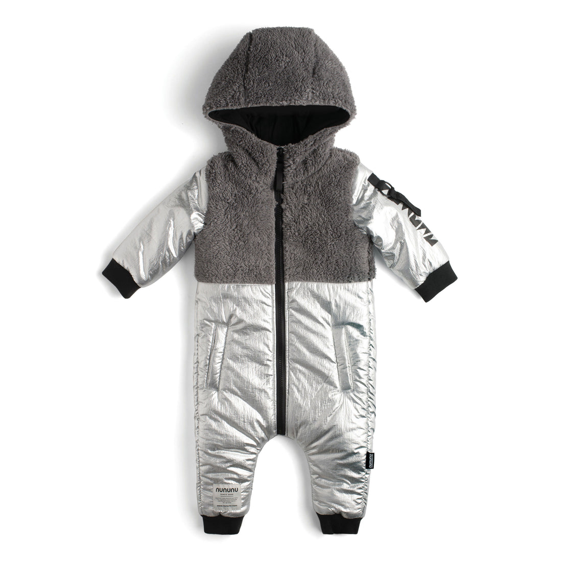 NUNUNU Silver Shiny Puffy Overall
