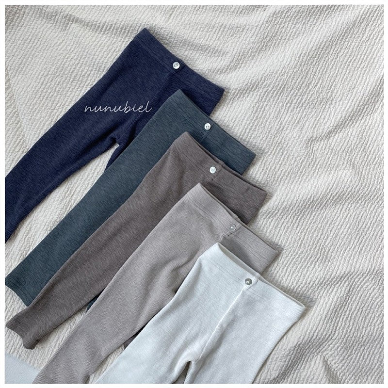 NUNUBIEL Beige Rib Button Leggings