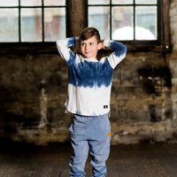 Rock Your Baby Cream Navy Yie Dye Long Sleeve Boxy Tee