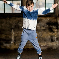 Rock Your Baby Cream Navy Yie Dye Long Sleeve Boxy Tee