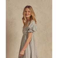 Noralee Dusty Blue Gingham Chloe Womens Dress