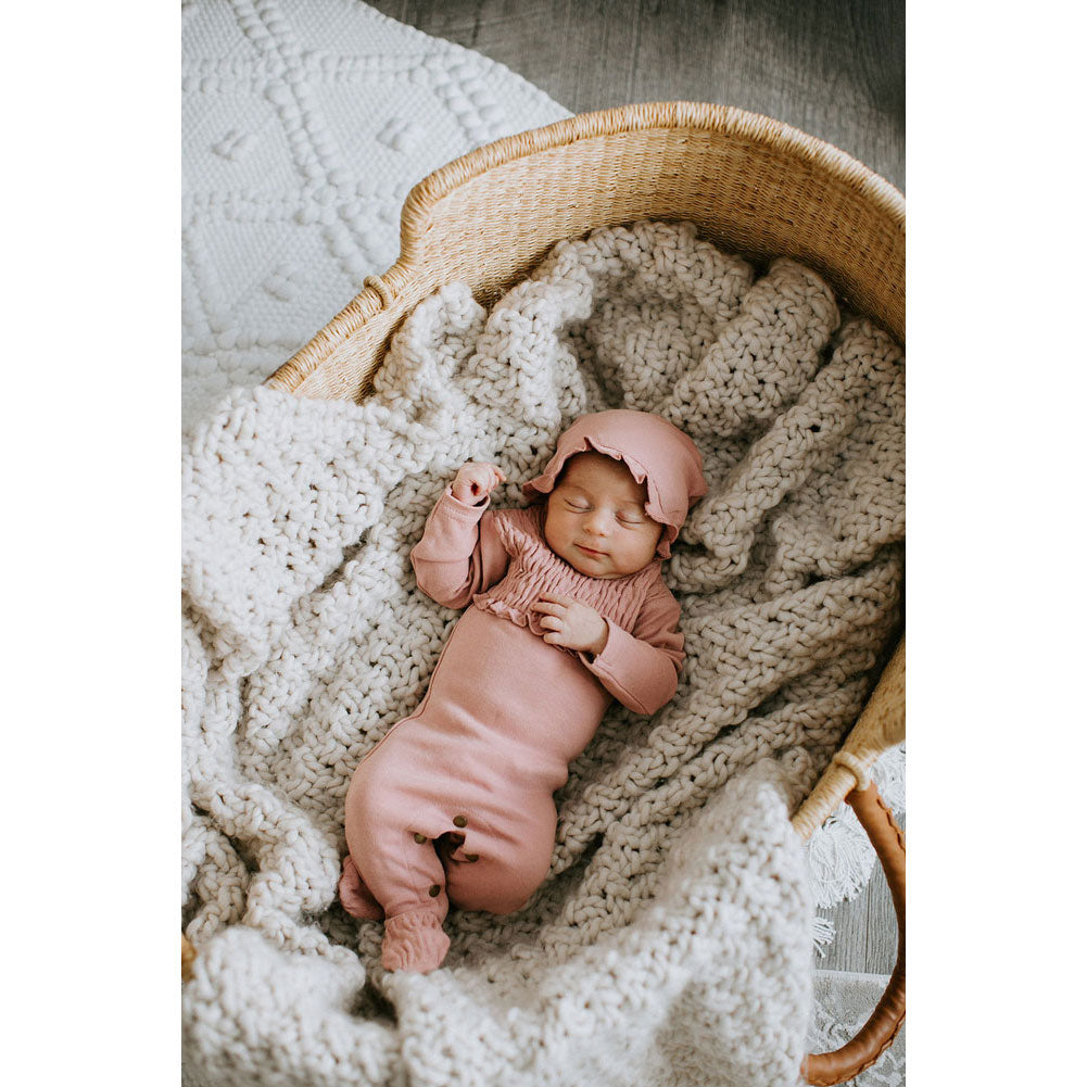 Lovedbaby Mauve Organic Smocked Footie