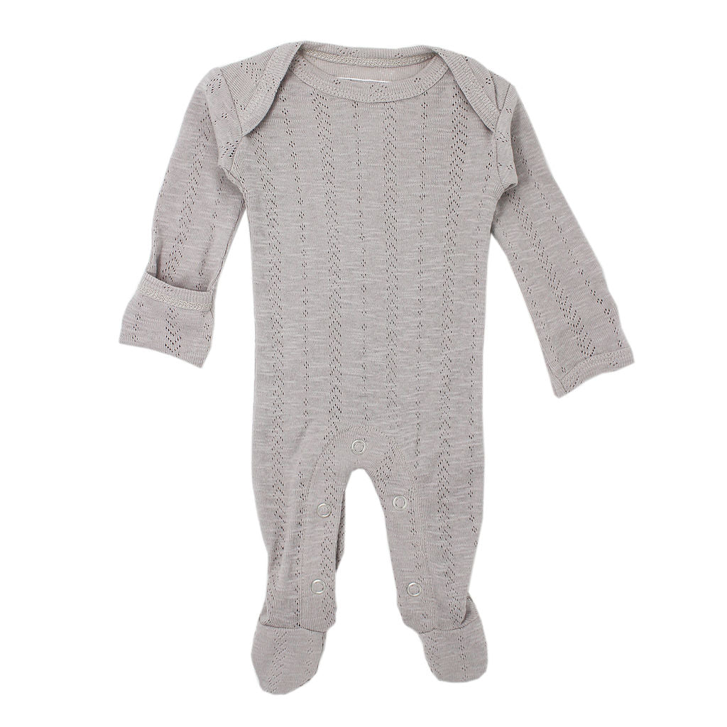 Lovedbaby Light Grey Organic Cotton Pointelle Footie
