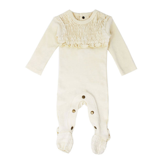 Lovedbaby Cream Organic Smocked Footie