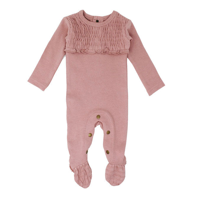 Lovedbaby Mauve Organic Smocked Footie