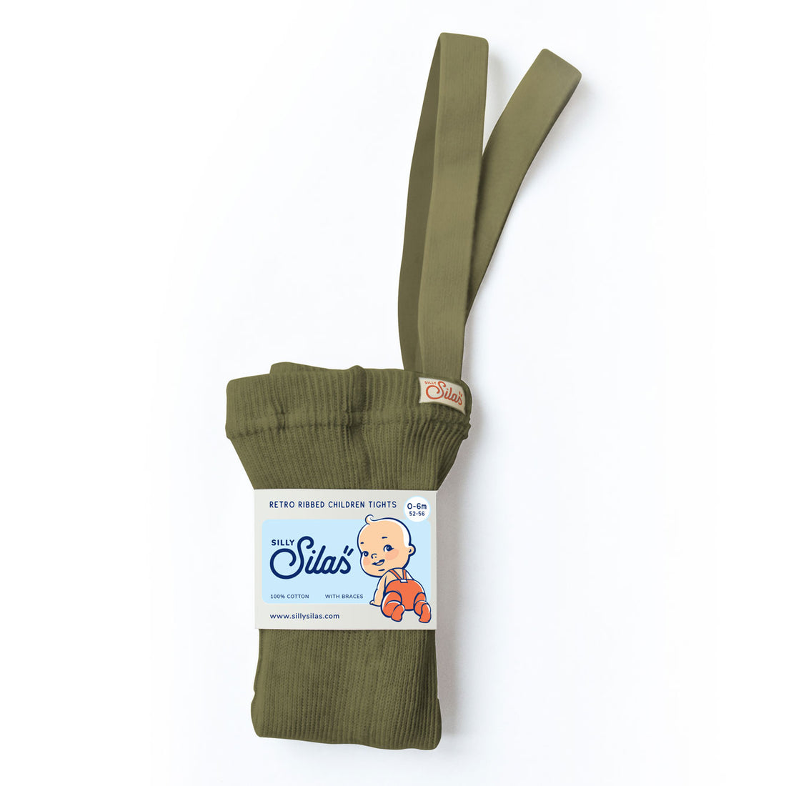 Silly Silas Olive Footed Cotton Tights
