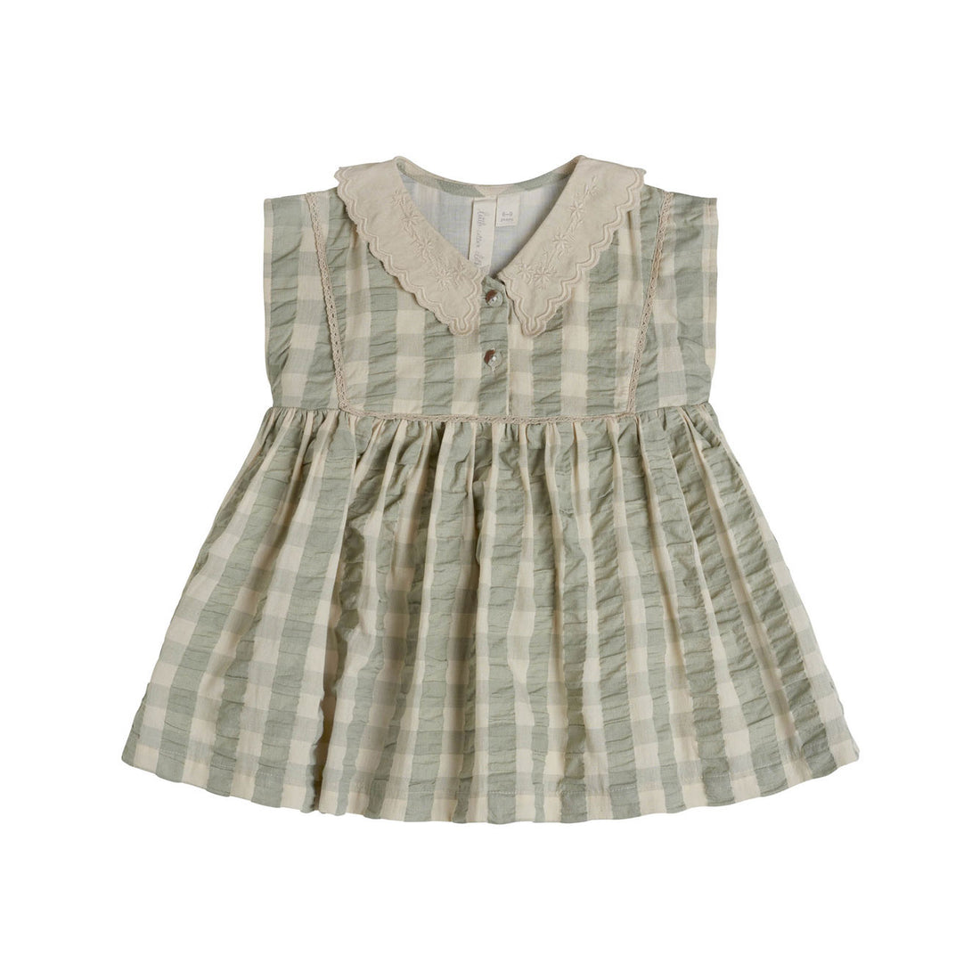 Little Cotton Clothes Seagrass Seersucker Gingham Olivia Blouse