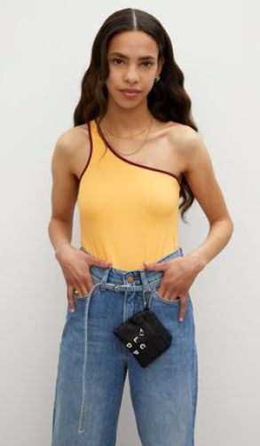 Les Coyotes De Paris Orange Asymmetrical Swimsuit