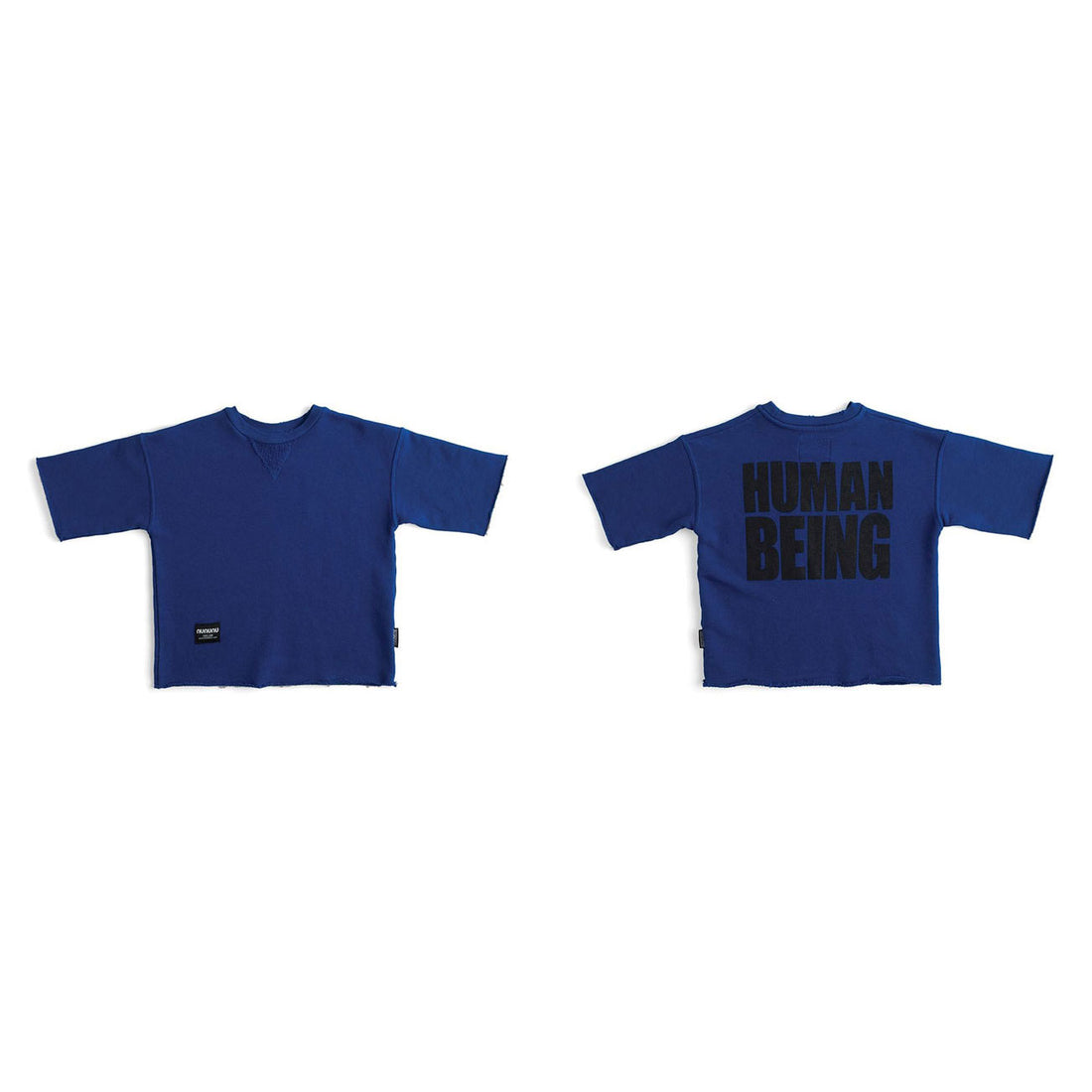 NUNUNU Blue Only Human Short Sleeved Sweatshirt