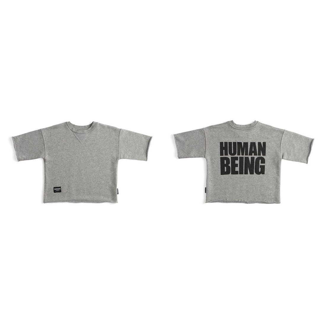 NUNUNU Heather Grey Only Human Short Sleeved Sweatshirt