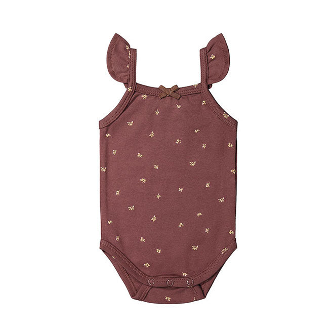 Jamie Kay Organic Cotton Bettina Singlet Bodysuit - Lea Floral Deep Brown