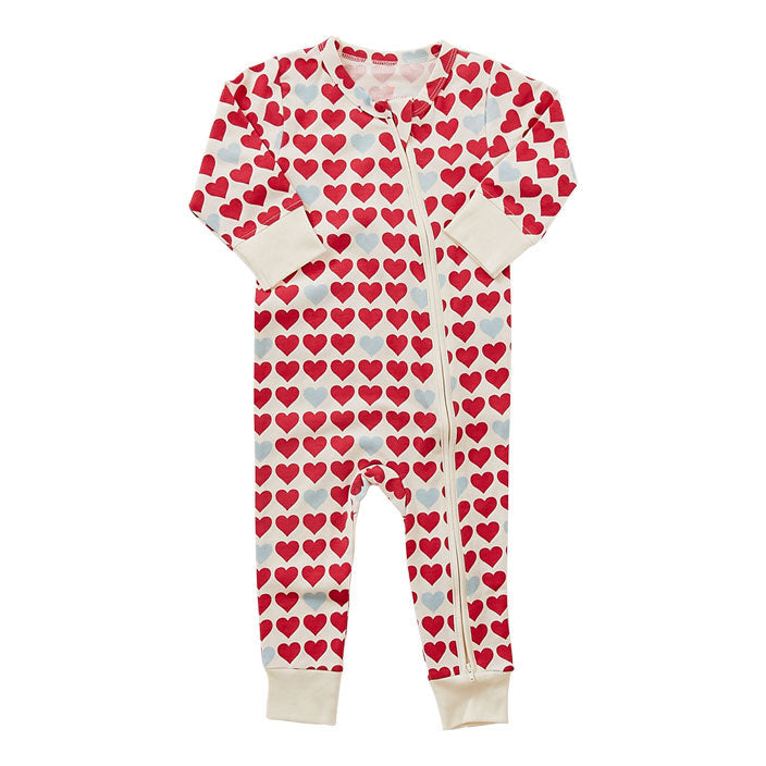 Pink Chicken Antique White Hearts Organic Romper