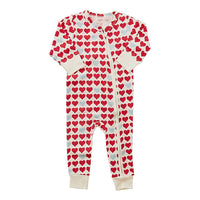 Pink Chicken Antique White Hearts Organic Romper