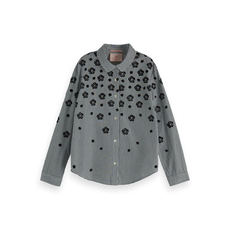 Scotch Shrunk Black Flock Print Preppy Shirt
