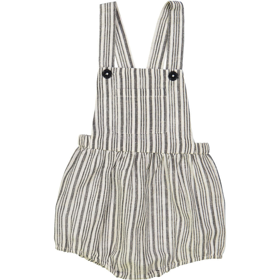 Louis Louise Black/White Stripes Camion Romper