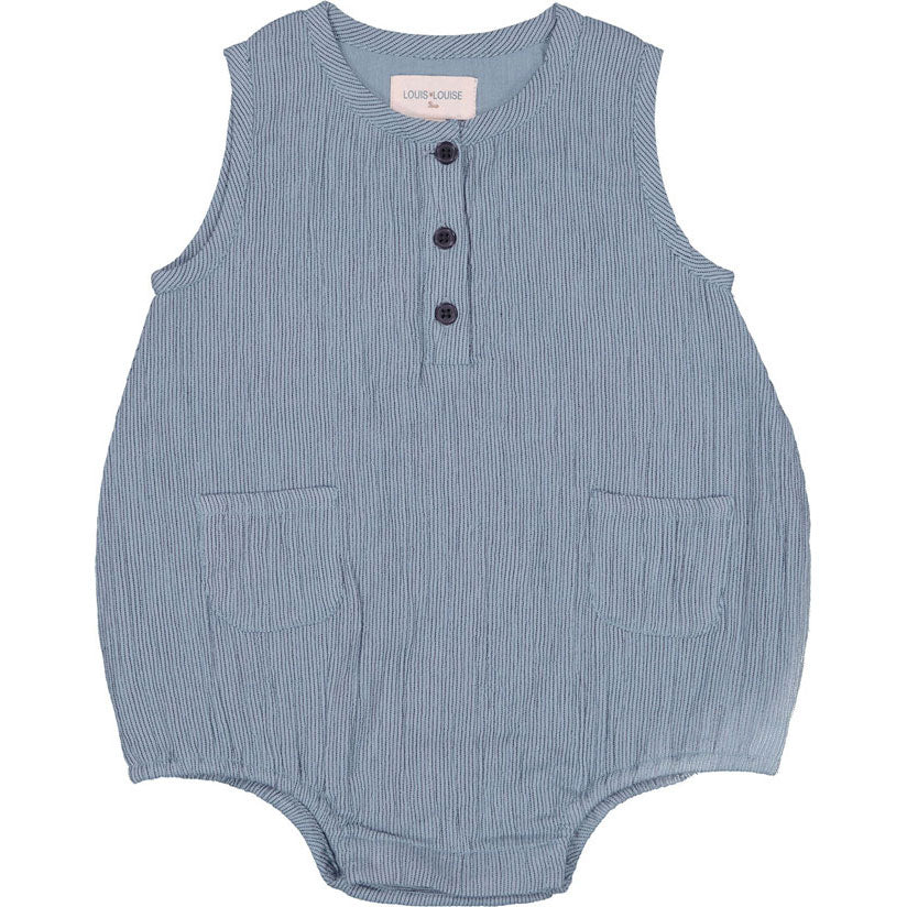 Louis Louise Black/Blue Cotton Stripe Thad Overall