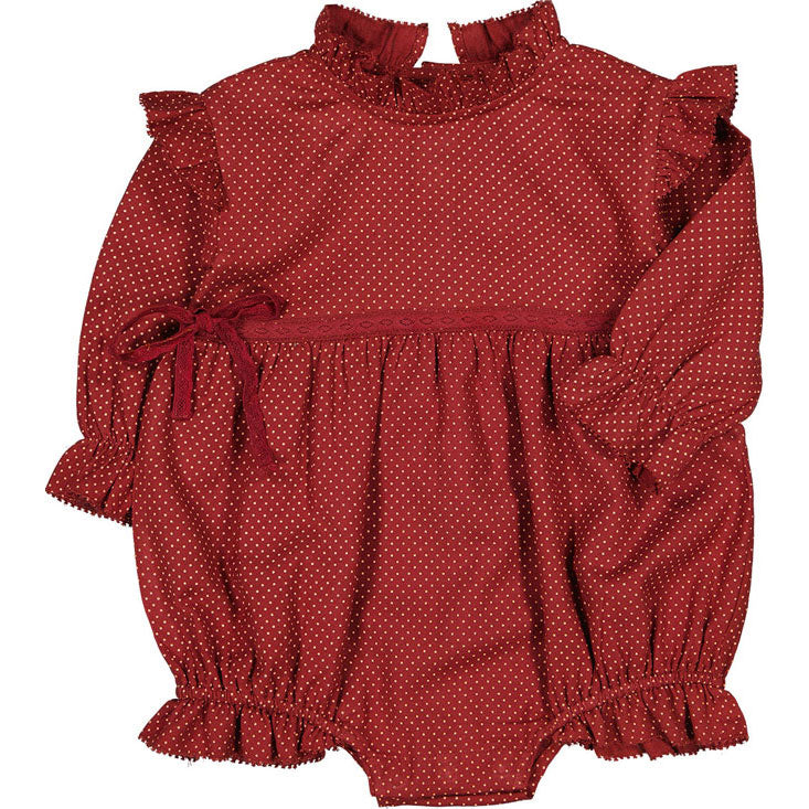 Louis Louise Brick Twill Dots Tourbillon Romper
