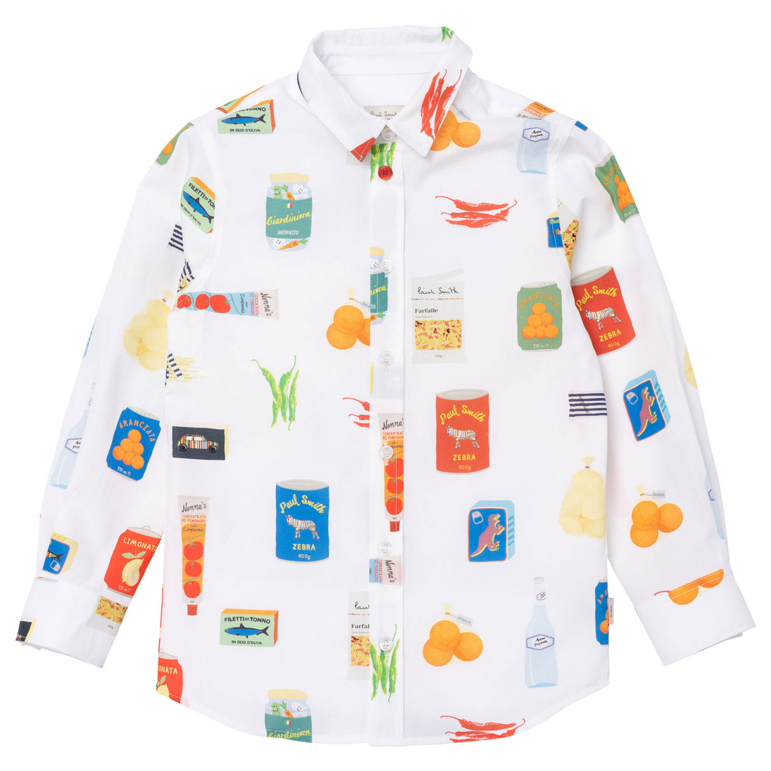 Paul Smith White Food Print Long Sleeve Shirt