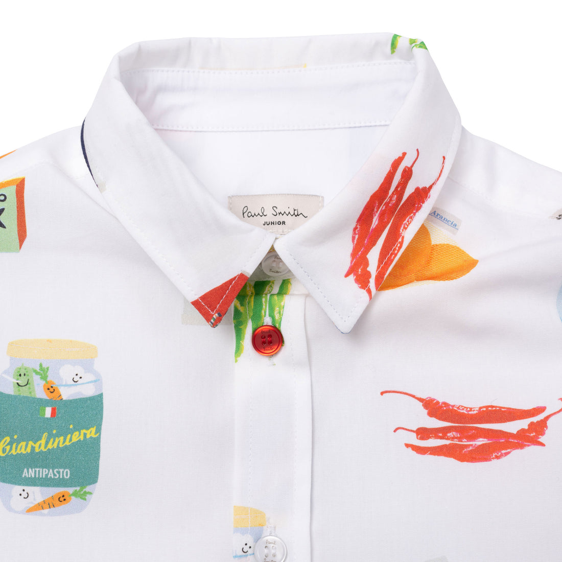 Paul Smith White Food Print Long Sleeve Shirt