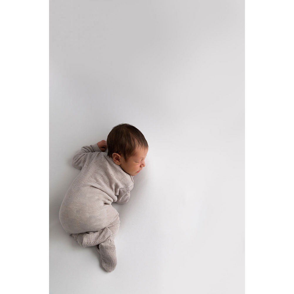 Lovedbaby Light Grey Organic Cotton Pointelle Footie