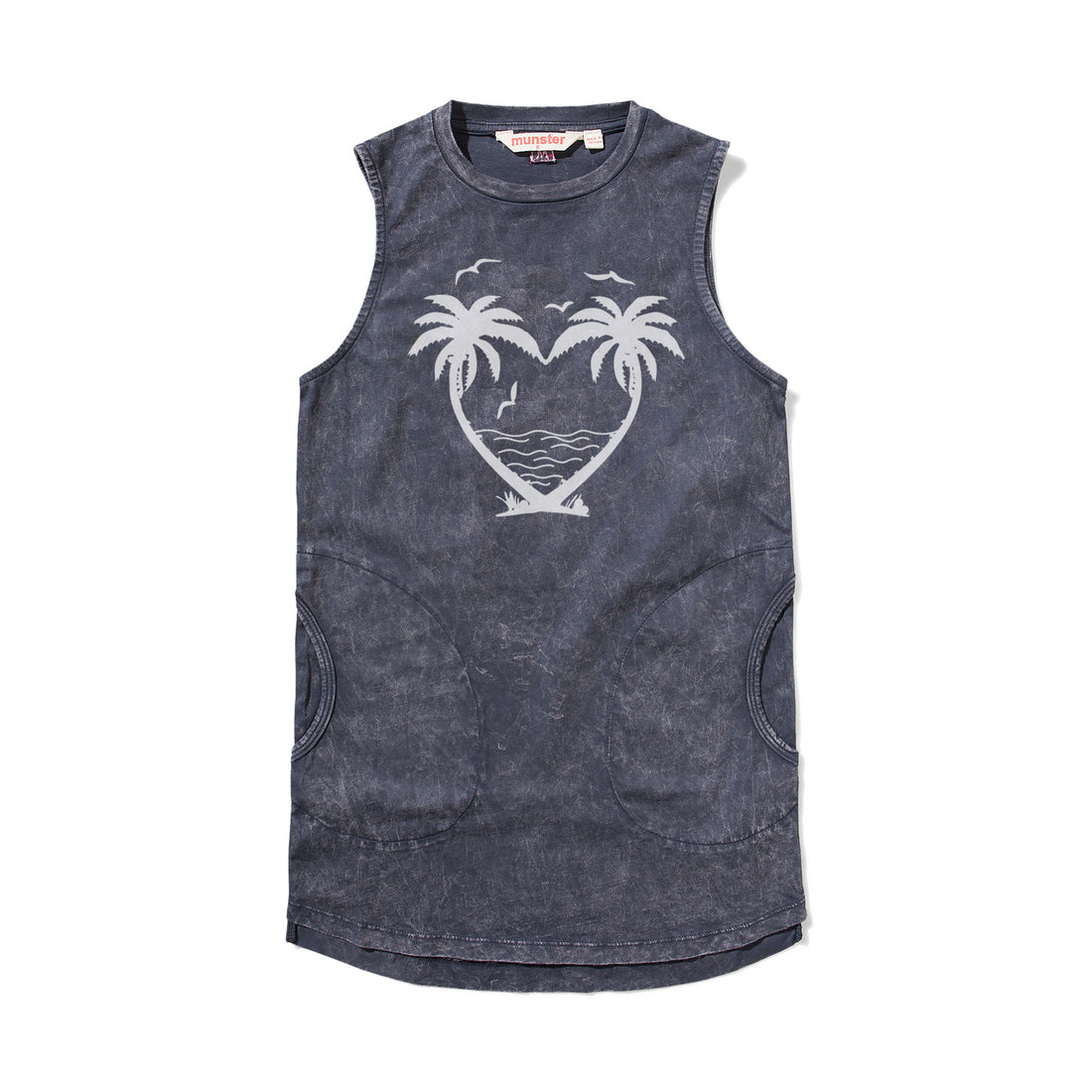 Munster Kids Washed Black Palm Heart Dress