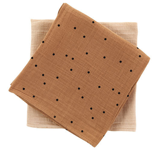 Bonjour Little Swaddles Pack Of 2 Dots Nut/Nude