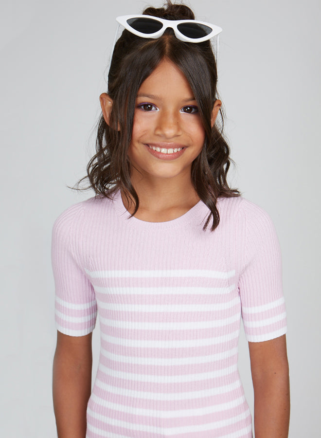 Autumn Cashmere Pink Icing Ribbed Striped Tee