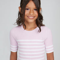 Autumn Cashmere Pink Icing Ribbed Striped Tee