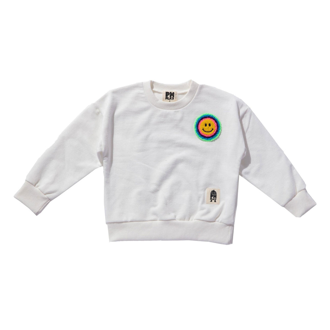 Petite Hailey White Multi Smile Sweatshirt