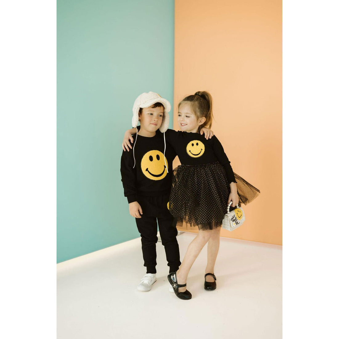 Petite Hailey Black Smile Sweatshirts