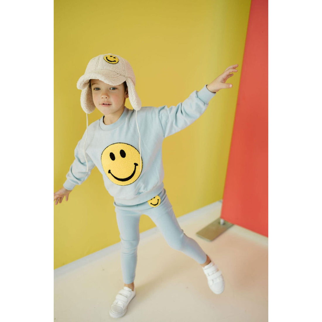 Petite Hailey Sky Blue Smile Sweatshirts