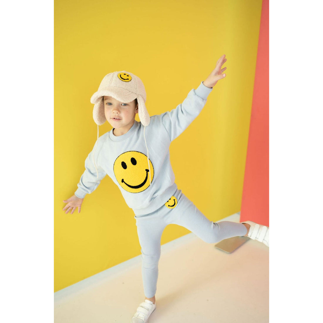Petite Hailey Sky Blue Smile Sweatshirts